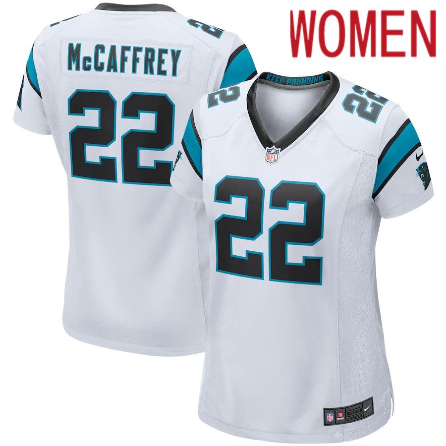 Women Carolina Panthers 22 Christian McCaffrey Nike White Game Player NFL Jersey